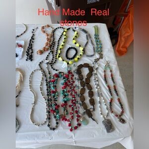 Ladies necklaces, Bracelets, Earrings and some handmade necklaces with stones.